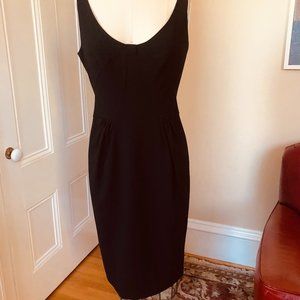 Black cocktail dress with gold back zipper
